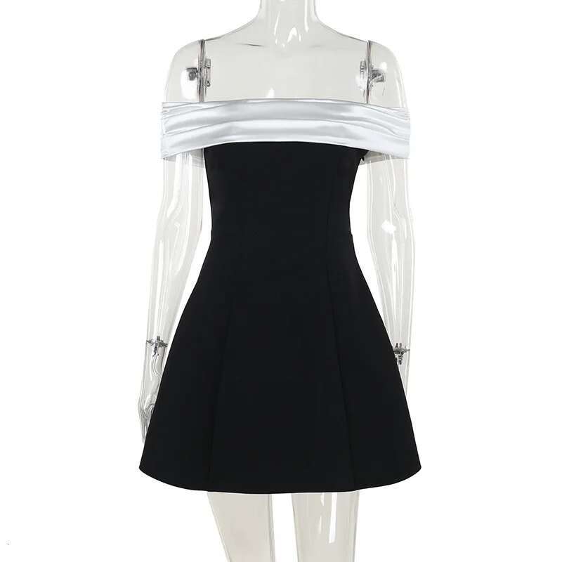 Townlike Patchwork A-line Slim Bodycon Women Off Shoulder Mini 2024 Summer Dress Backless Nightclub Sexy Party Dresses