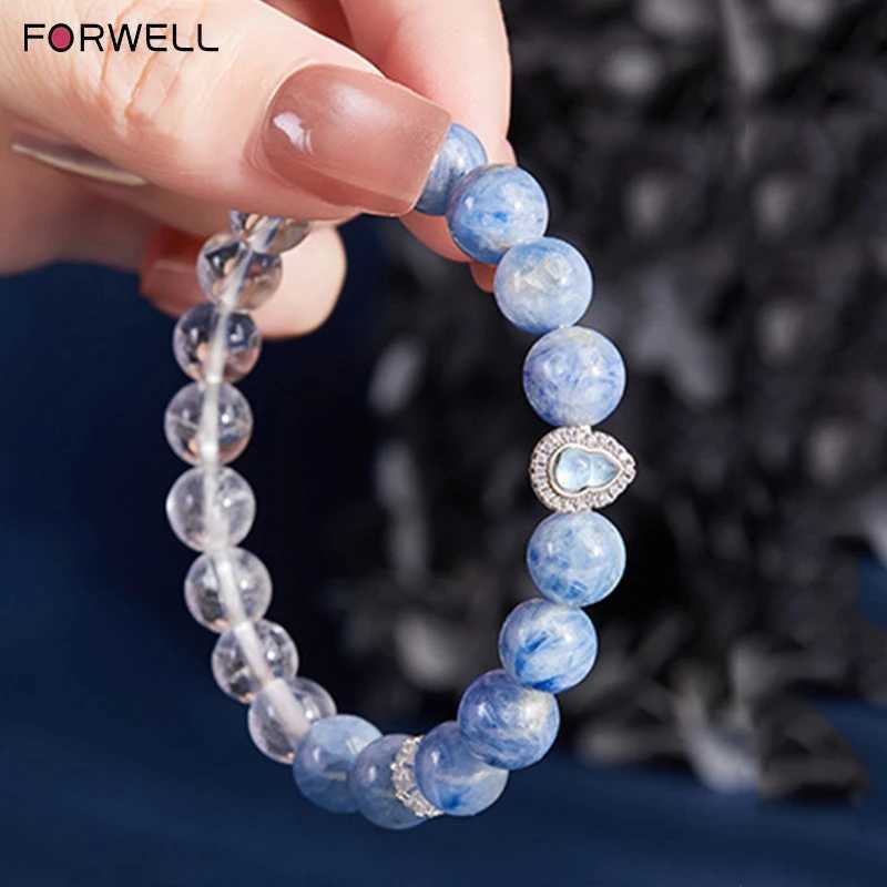 FORWELL Natural White and Blue Crystal Bead Bracelet Sterling Silver Fortune Gourd Bracelet Women Light Luxury Premium J251125