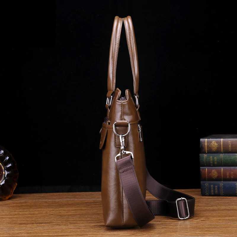 MenS Briefcase PU Leather Handbags Laptop Computer Shoulder Business Executive Office Messenger Portfolio Crossbody Bag MaleT251125