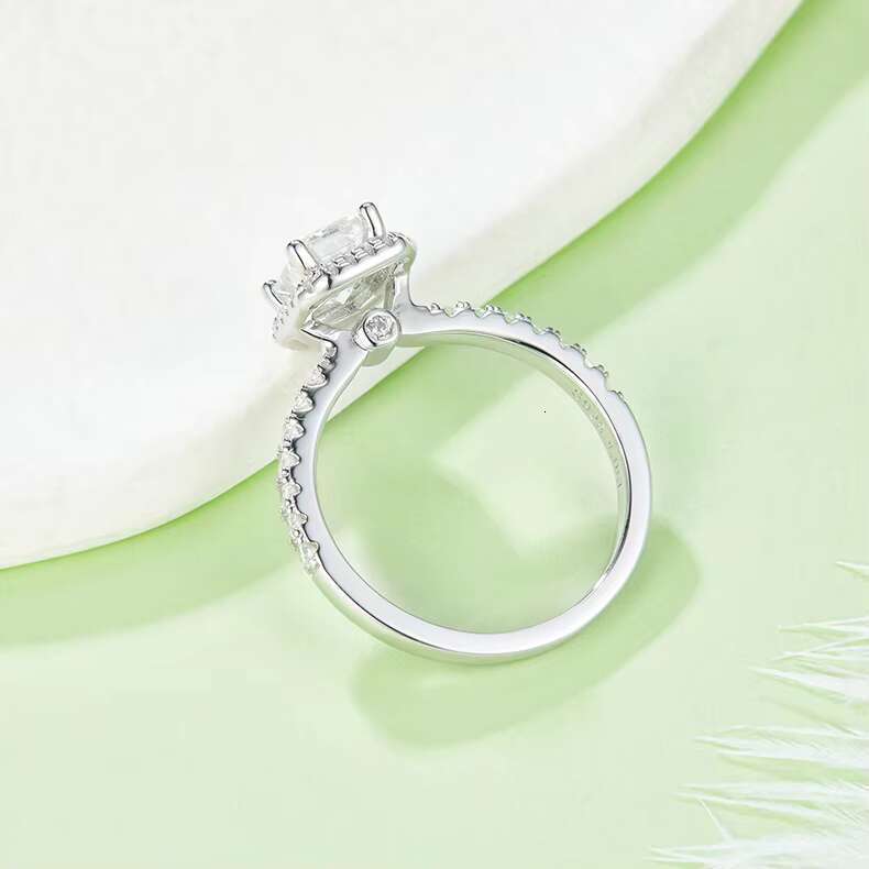 Moissanite Jewelry Vendors Promise 925 Sterling Silver Rectangle 1ct Moissanite Ring With Gra Certificate