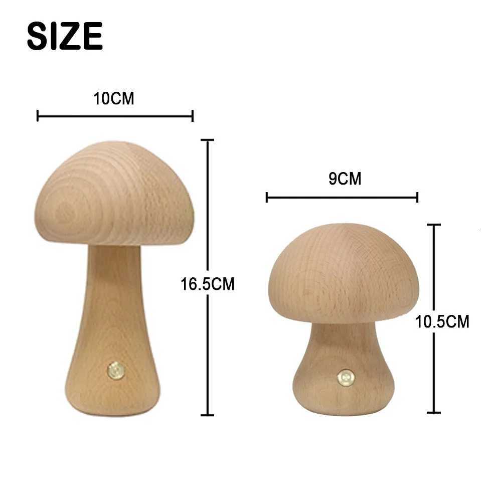 Claeted Wooden Mushroom Bedside Table Lamp Touch Switch INS LED Cute Night Light for Bedroom Childrens Room Sleeping Night LampsM251125