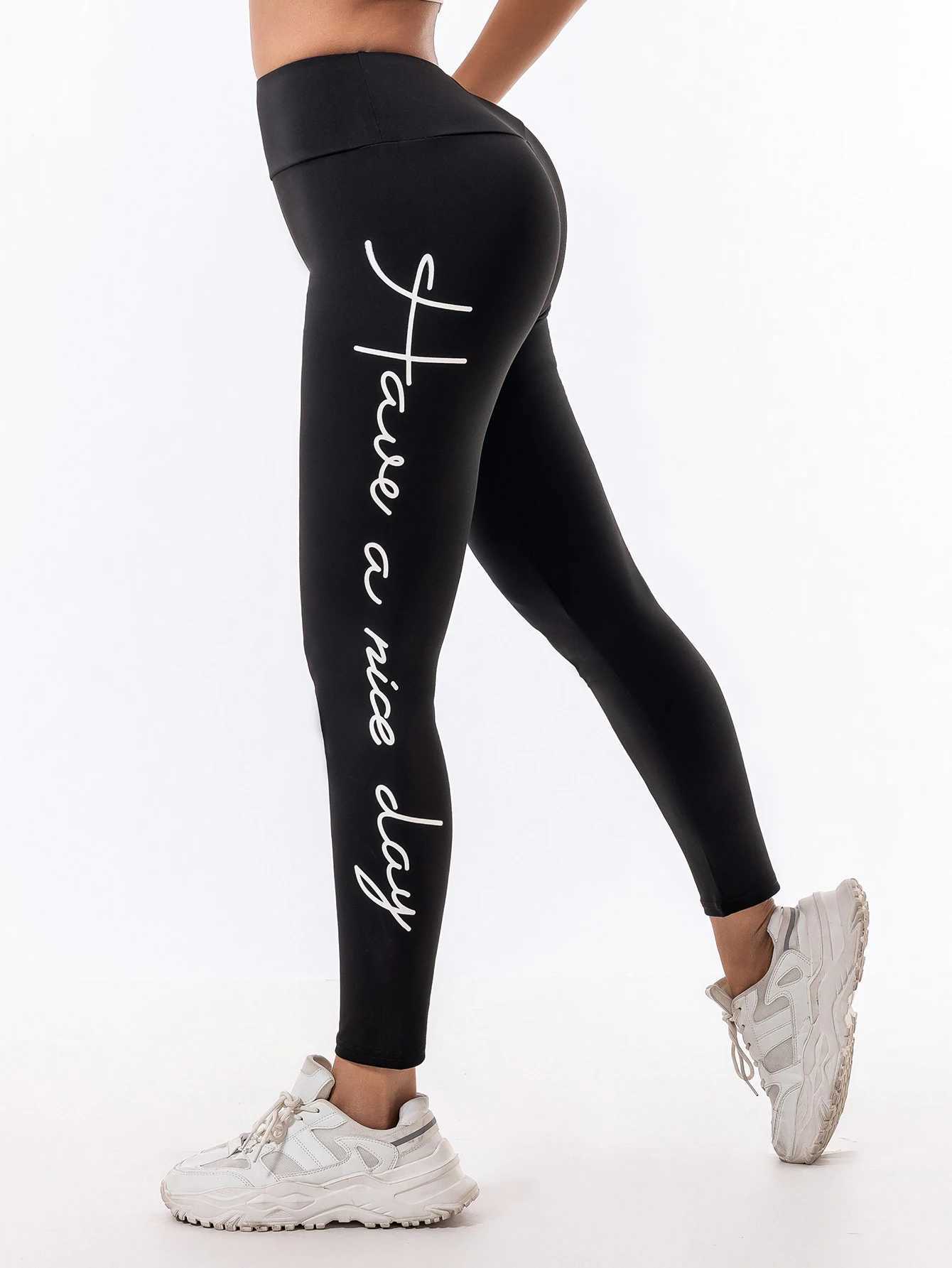 Letter print High Waised High Spring Quick drying Pants Sports Pants Fitness Yoga Pants Running WomenC250425