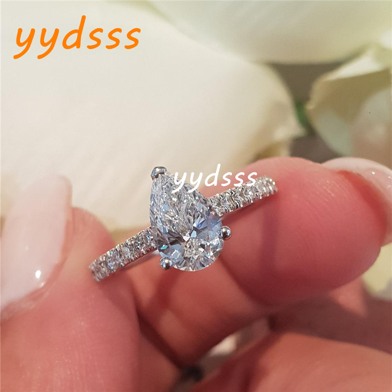 Jewelry 1.0 Carat Pear Cut E VS1 Lab Diamond Full Band Engagement Ring 14K 18K Pt950 Platinum Available Fashion Wedding Ring IGI Certificate CVD Diamo