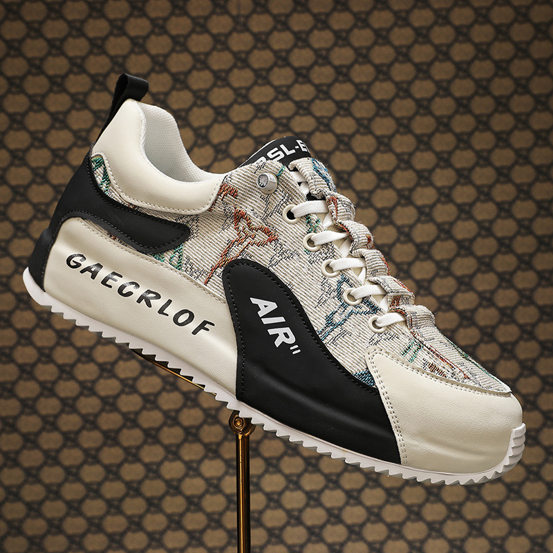 Fashionable men's shoes new design men's casual sports shoes thick sole height increasing retro color blocking trend running shoes