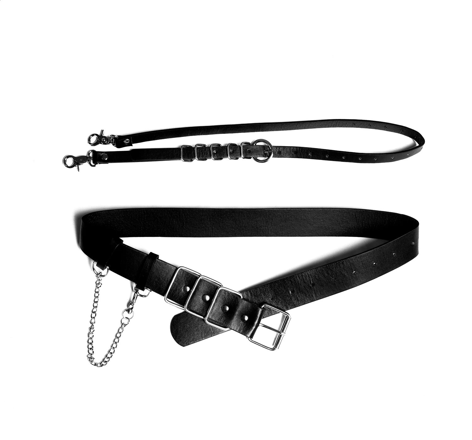Techwear style hip-hop punk rock adjustable Pu leather shoulder strap womens multifunctional leather waist chain Y2k belt 250423