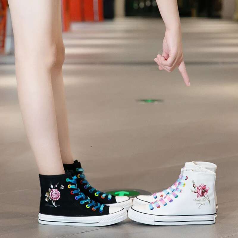 Spring and summer new color lace-up side zipper short canvas shoes flat inner heightening casual large size fashion women's shoe