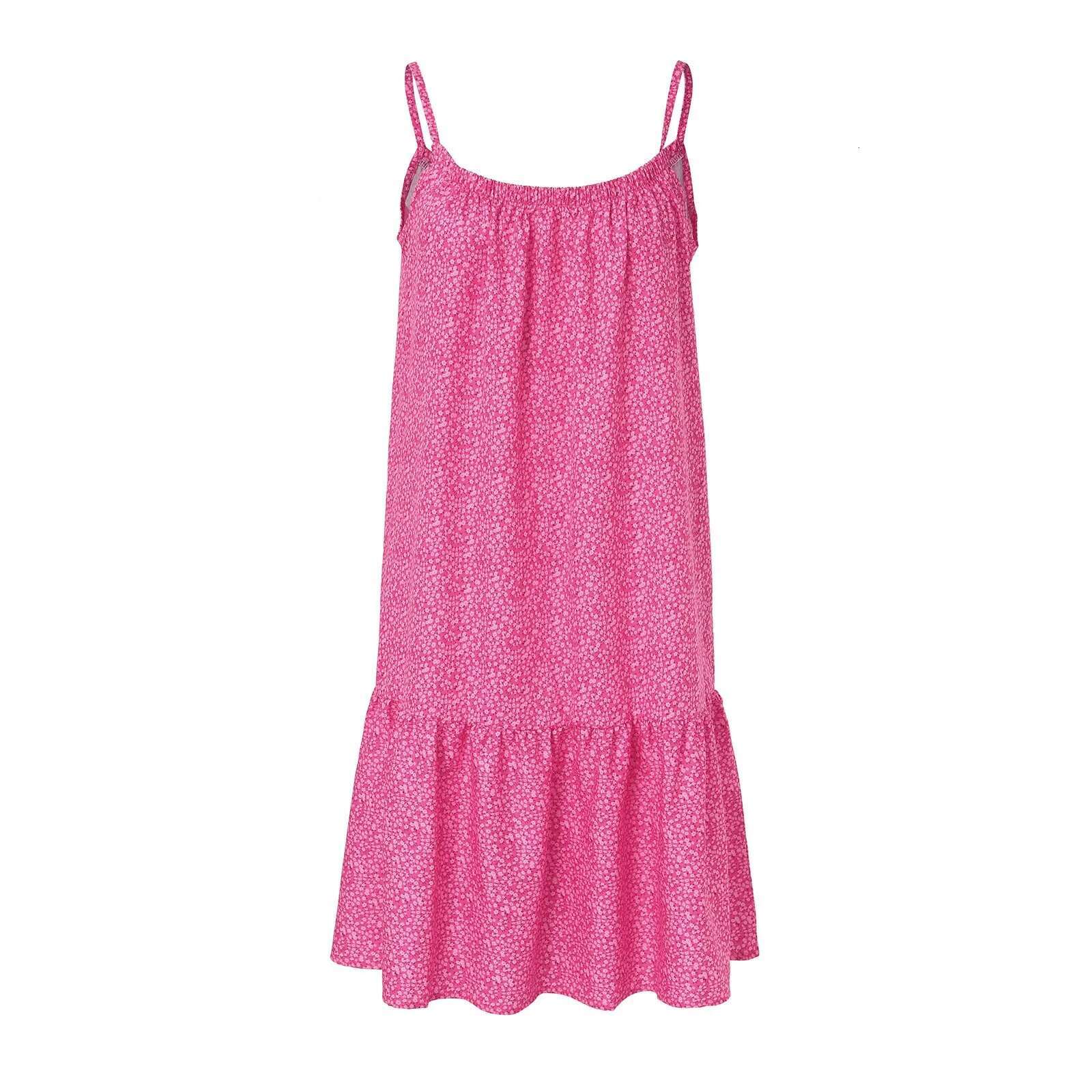 Dongdumaoyi New Floral Print Spaghetti Strap Dresses For Women Summer O Neck Sleeveless Short Dress Vintage Ladies Tank Beach