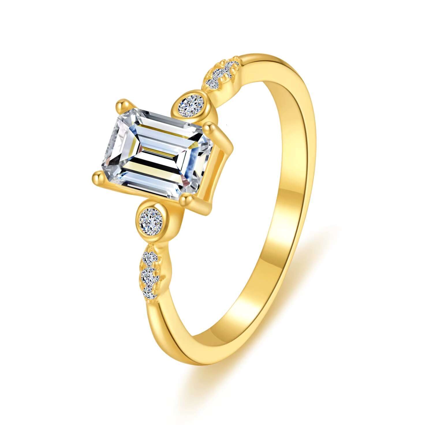 Classic Diamond Moissanite Wedding Ring Vvs1 d Color Round Shape 14 18k Gold Plating S925 Silver for Women Luxury Jewelry