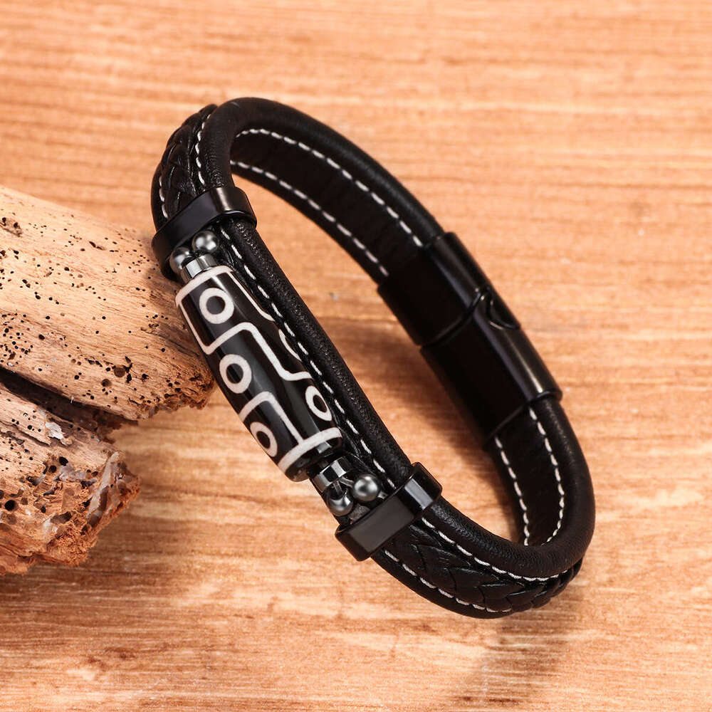 National Style Fashion Men's Hand woven Tianzhu Tibetan Leather Bracelet