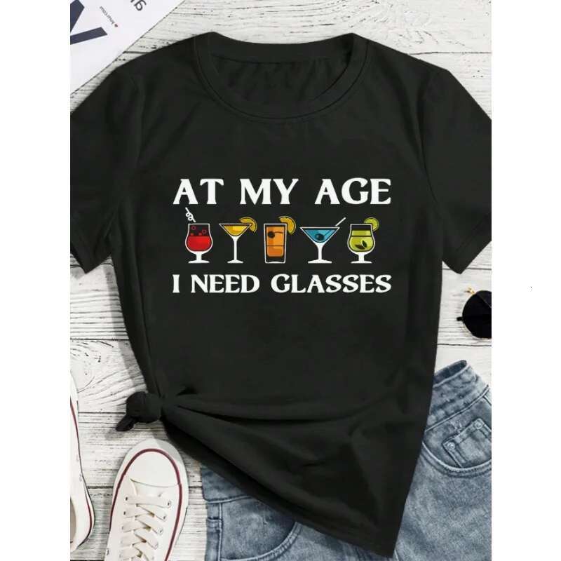 Dongdumaoyi Cotton Fashion Simple Wine Cup Printed Casual Short Sleeve Plus Size T Shirt Pattern Women S Top