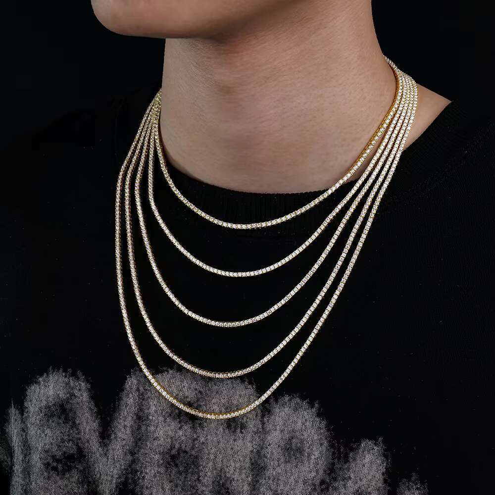 Xingyue Fine Jewelry Men Women Hip Hop 2mm Gold Plated Sterling Silver 925 Mossanite Moissanite Diamond Chain Necklace
