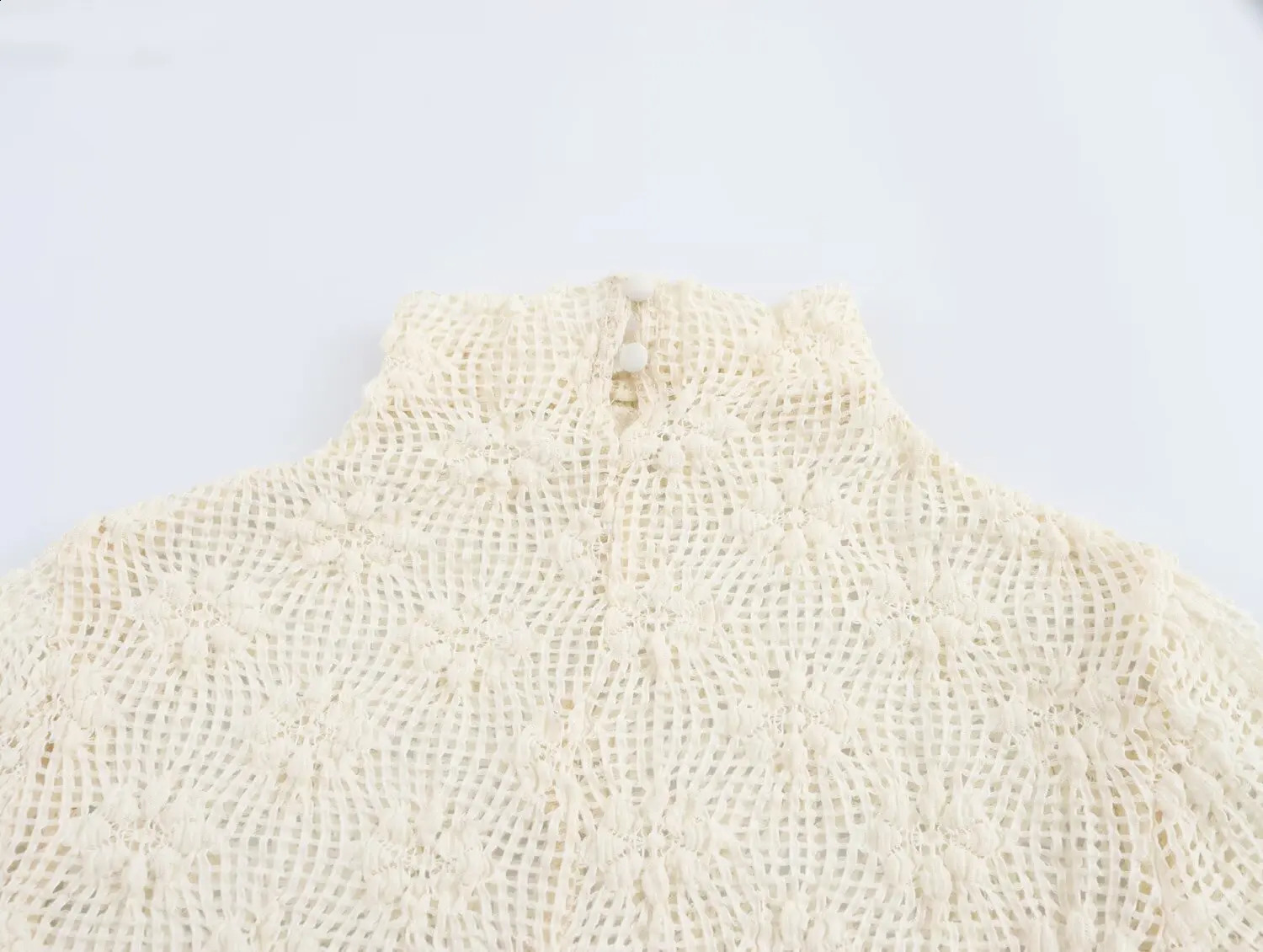 2025 turtle neck womens white lace shirt long sleeved slim fit thin mesh threeway spring sexy solid color bottom shirt top 250414