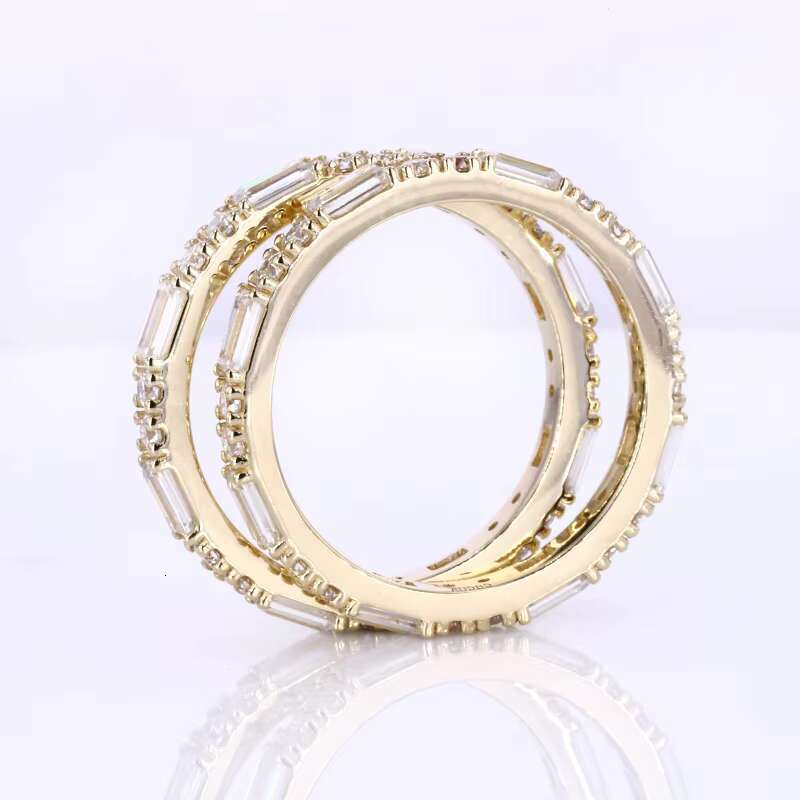 Starsgem Yellow Gold Jewelry baguette Step Cut DEF VVS Moissanite 14k Solid Gold Ring