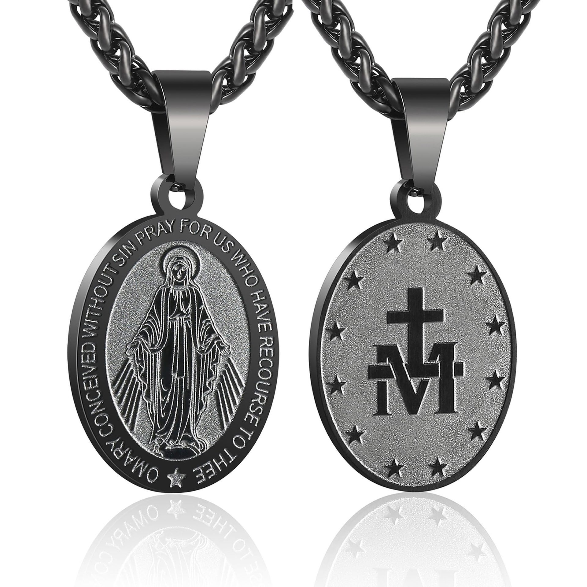 Double-sided Portrait Medal Cross Stainless Steel Pendant Necklace for Men and Women Y2K necklace men moissanite chain designer necklace designer jewe - view 3