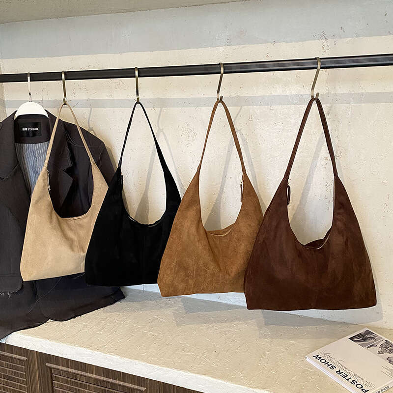 Suede Bucket Autumn Winter New Large Capacity Simple Underarm Tote Retro Commuting Personality Shoulder Bag for Women