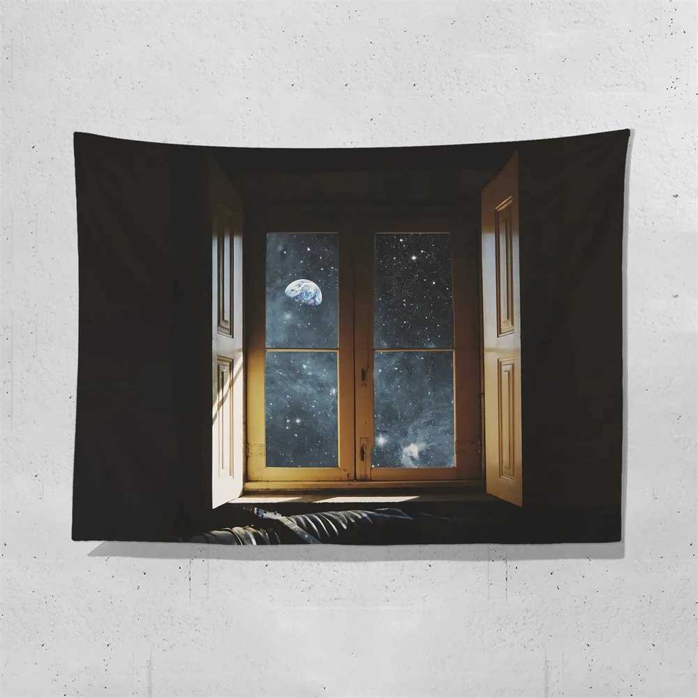 Autumn Field Window Background Cloth Bedroom Headboard Hanging Cloth Decorative Wall Cloth Tapestry Aesthetic Room DecorM251125