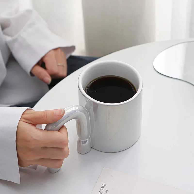 Ceramic Coffee Mug Nordic Design U-shaped Handle Water Cup Couple Friends Gifts Milk Coffee Cup Tabletop Home Decoration Y251125