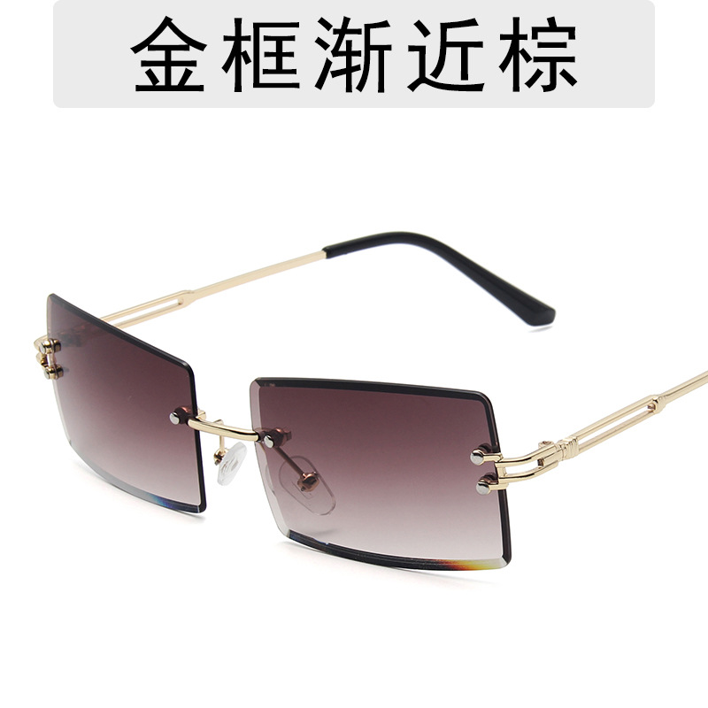 Cross-Border Fashionable Eyewear for Ladies: Unframed Gradient Square Shades