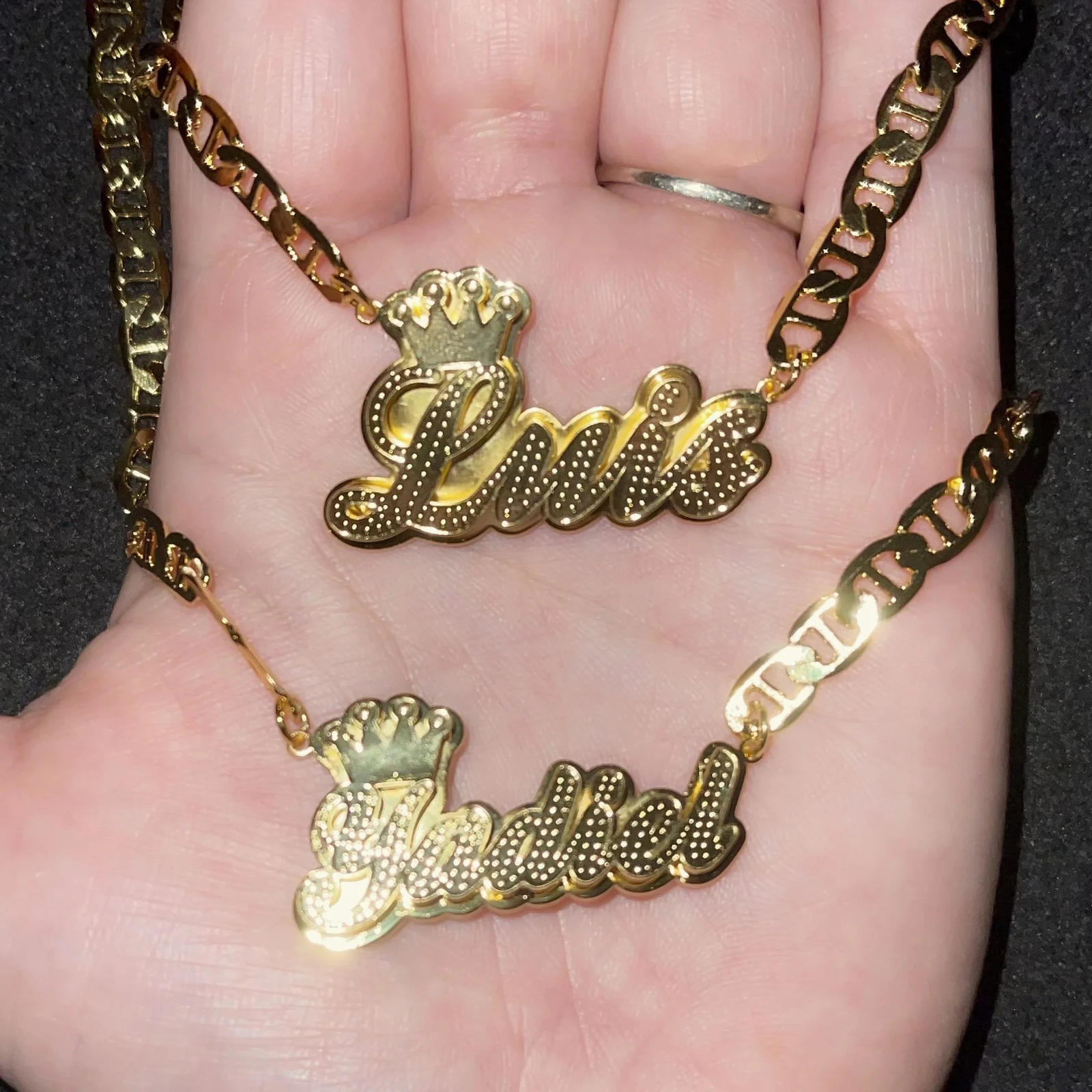 DHQH Customized 3D Name Necklace with Crown Personalized Double Layer Pendant Flat Chain Womens Stainless Steel Jewelry Gift 250425
