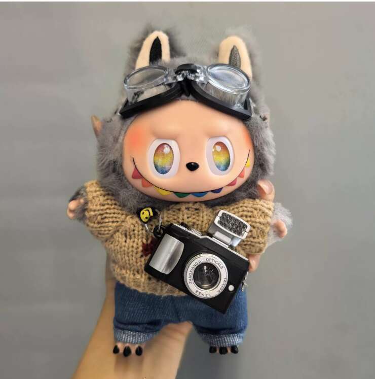 LABUBU Vinyl Plush Doll With Light And Sound Camera Clothes Set In Stock