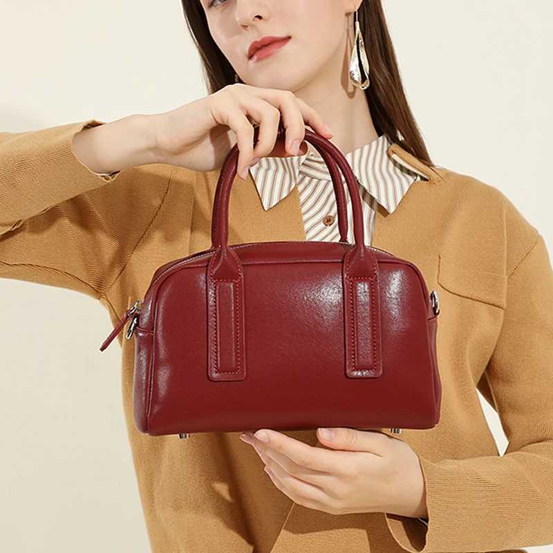 Burminsa Vintage Genuine Leather Pillow Small Shoulder Bags For Women 2025 Luxury Designer Crossbody Purses Tote Ladies Handbags W250421