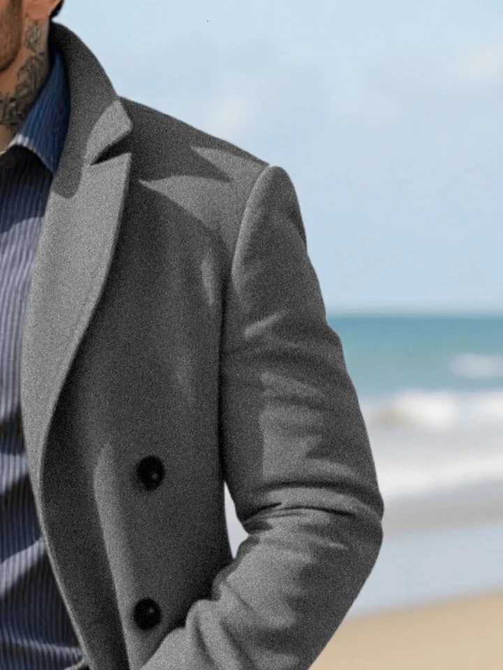 Mans Winter Jacket Foiled Coat Overcoat Padded Liner Double Buckle Accent Solid Tone Outdoor GradeEuro FitT251125