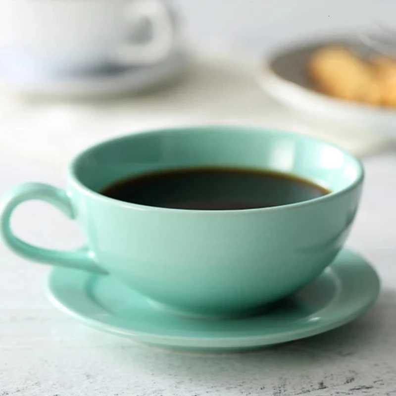 250ml Cappuccino Coffee Cup Set with Plate Floral Cup Latte Cup Multiple Colors European Milk Mug Gift Set Breakfast Drinkware Y251125