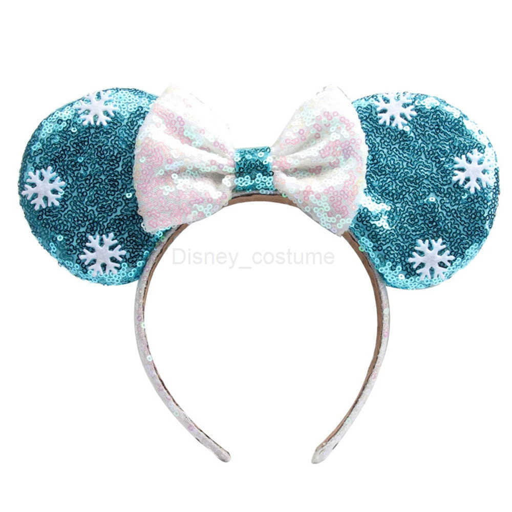 Disney Mickey Minnie Ear Headbands Frozen Elsa Anna Bow Bright Opening with Female Hair Rings Hair Accessories X250425