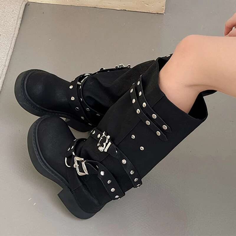 Women Flats Knee High Designer Platform Walking Shoes New Trend Motorcycle Boots Fashion Mujer Zapatos