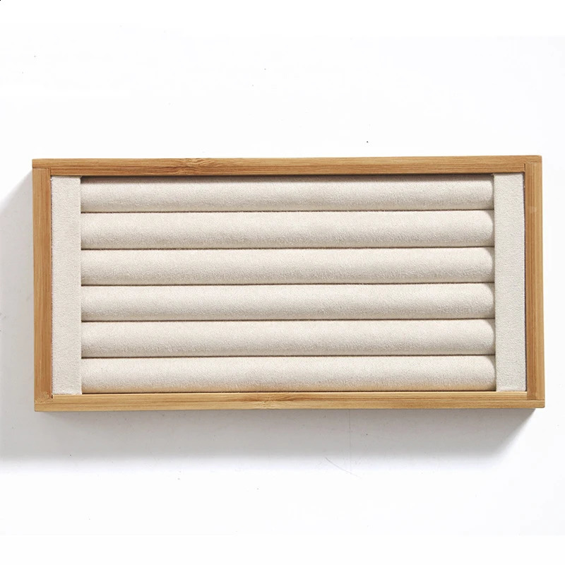 Natural Bamboo Solid Wood Jewelry Display Tray Necklace Ring Earring Storage Box Jewelry Display Plate 250424