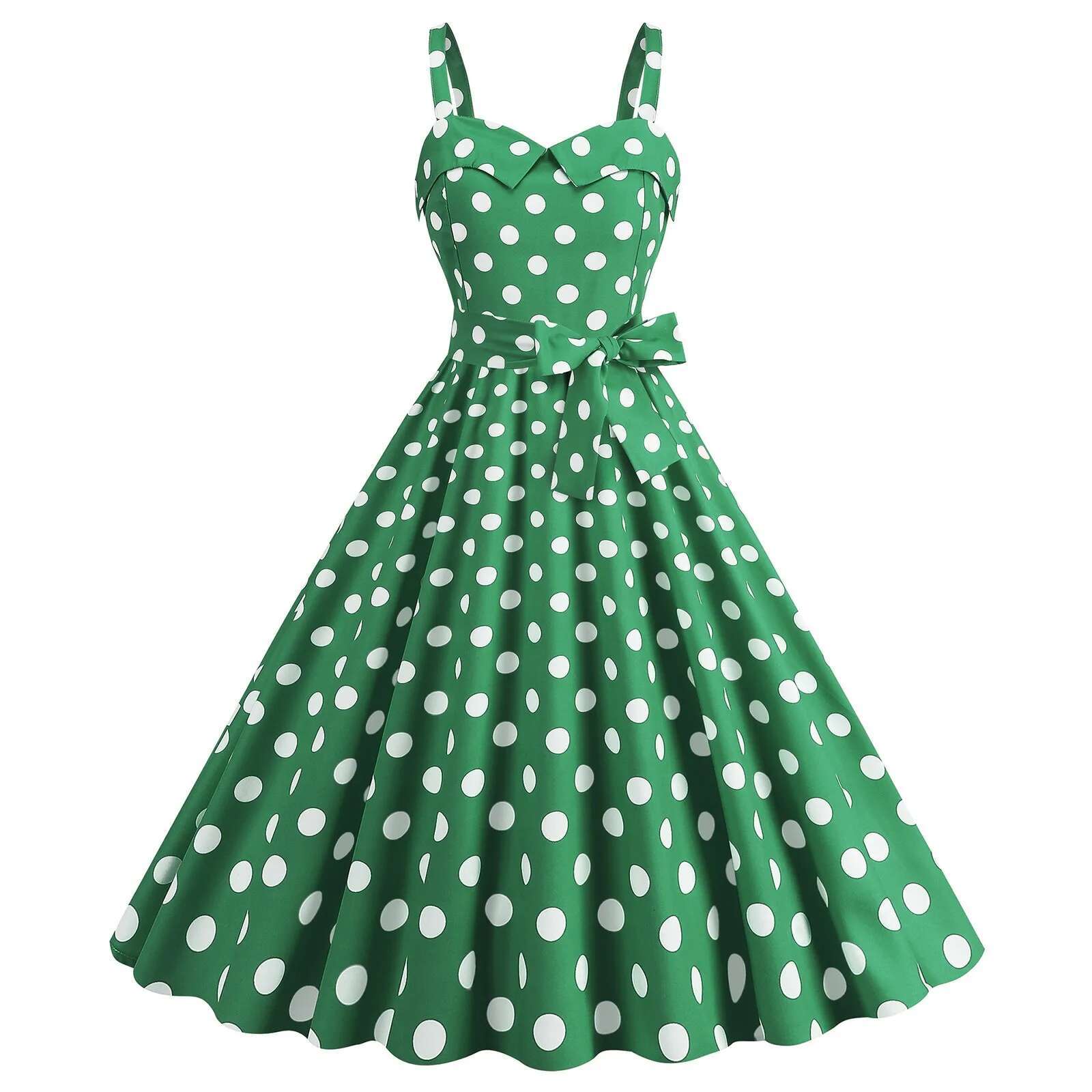 Dongdumaoyi Summer Dresses For Women Sleeveless Retro Robe Hepburn S Rockabilly Polka Dot Pinup Party Prom Dress Swing