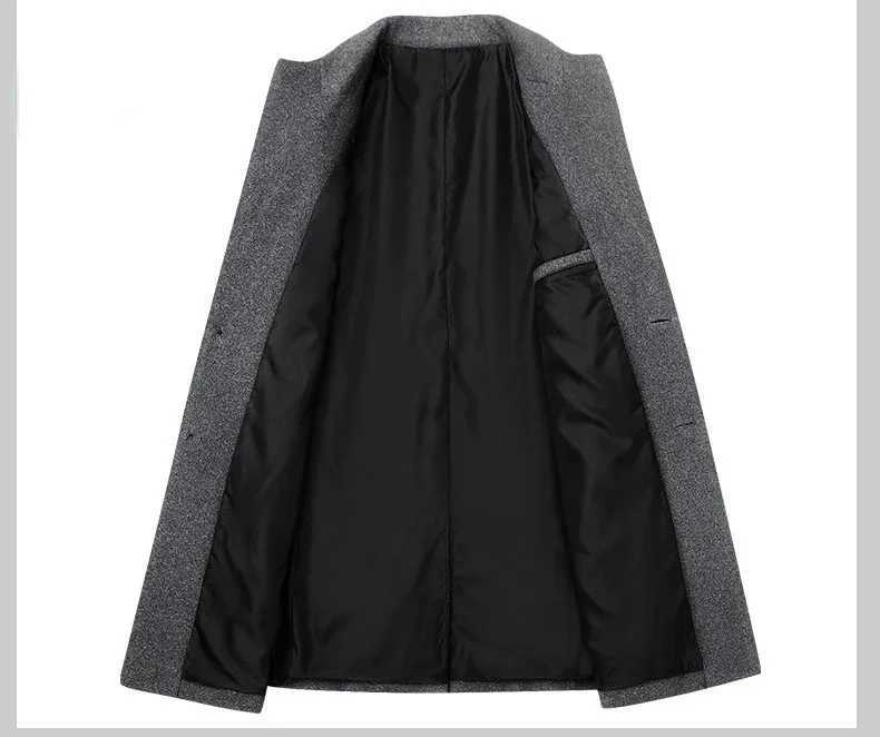 New Winter Men Cashmere Trench Coats Wool Blends Overcoats Business Casual Trench Long Jackets Male Slim Blends Coats Size 4XLT251125