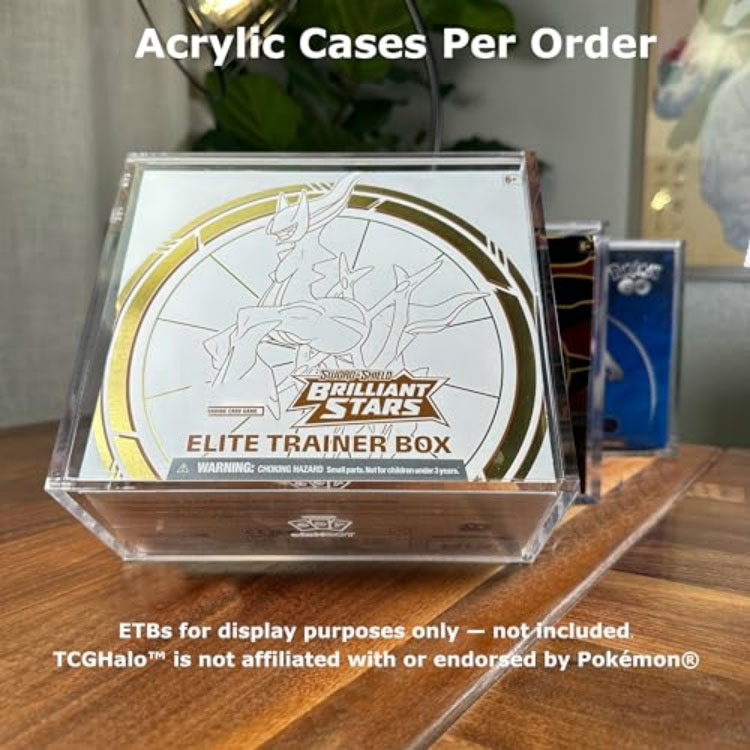 WACO PKMN Acrylic ETB Case Secure Magnetic Top Loading Clear Case - Elite Trainer Box Clear Display Case Compatible with ETB Display Box Storage Conta