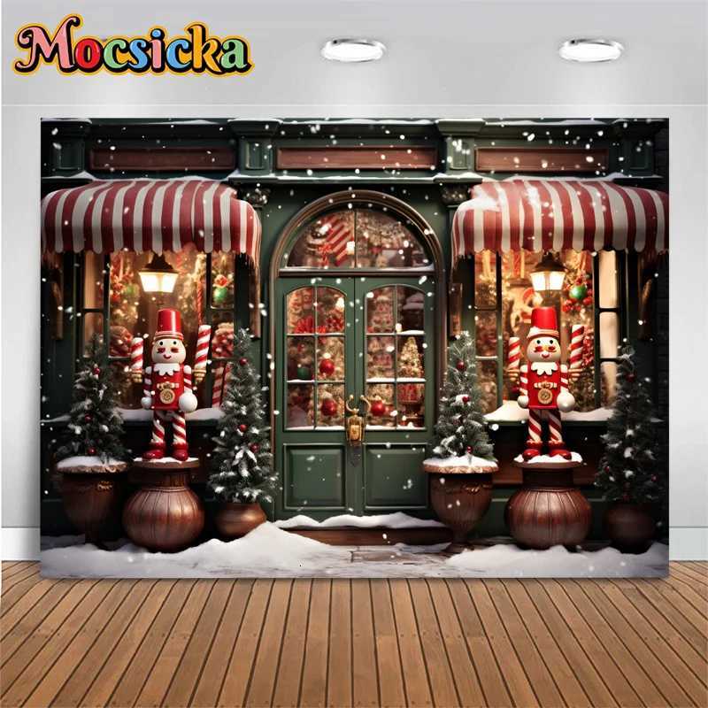 Mocsicka Christmas Shop Background Photography Tree Party Children Winter Snow New Years Candy Store Kids Photo Backdrop StudioM251125