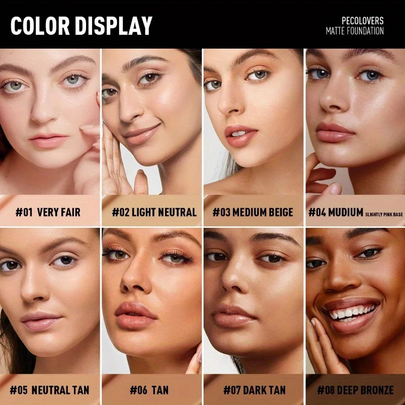 PECOLORS Matte Finish Liquid Base Oil Control Waterproof Full Coverage All Skin concealer 250415