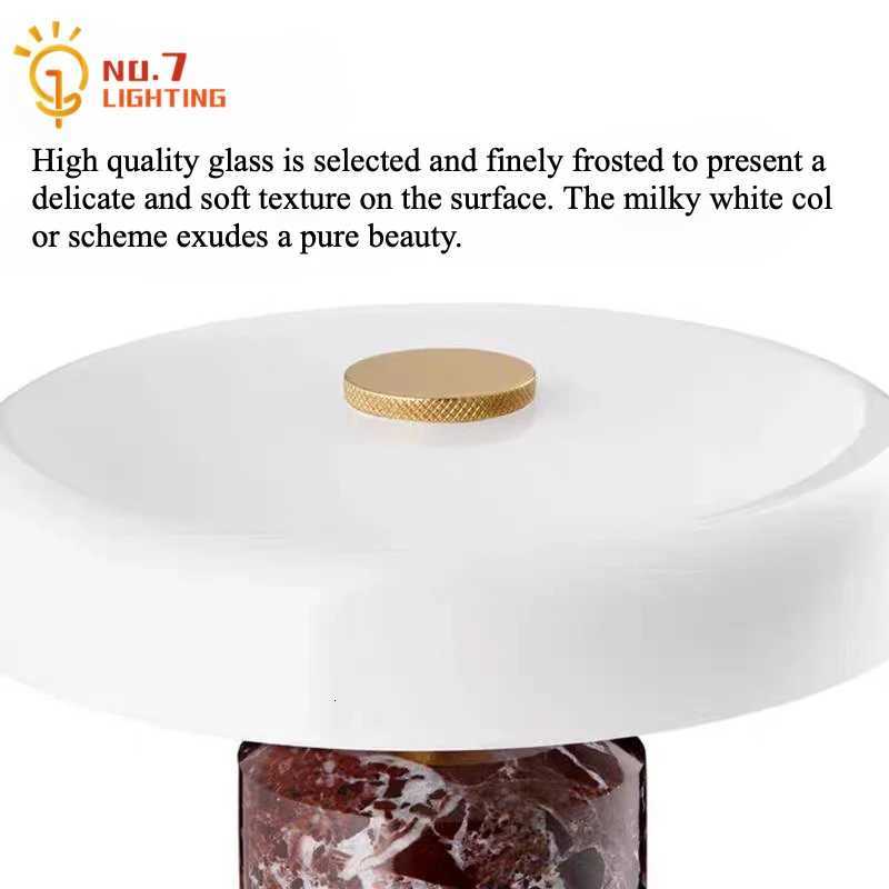 Danish Portable Charging Table Lamp with Touch Switch Atmosphere LED Marble Desk Lights Living Room Bedroom Bedside Study CafeM251125