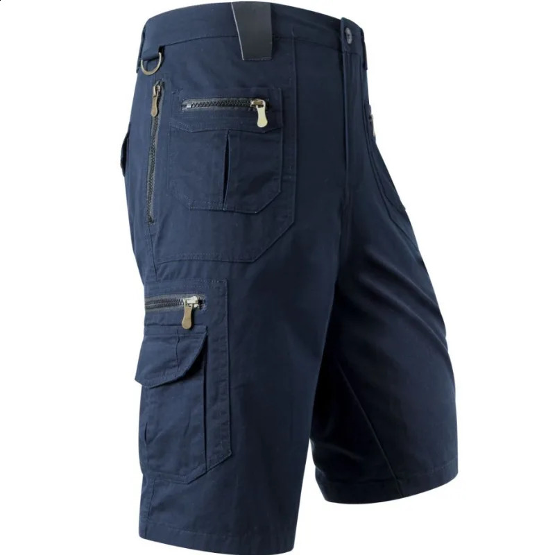 Mens shorts loose straight leg pants summer oversized multi pocket casual cut mens pure cotton tactical 250420