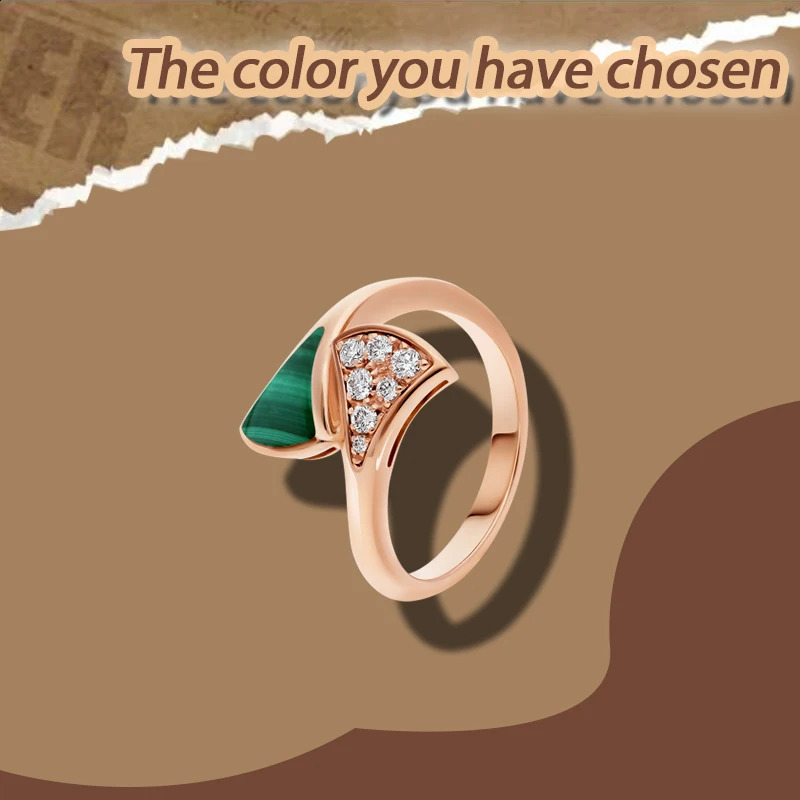 Enamel inlaid diamond pure silver S925 ring with high-end and atmospheric n BV series ring holiday gift 250425