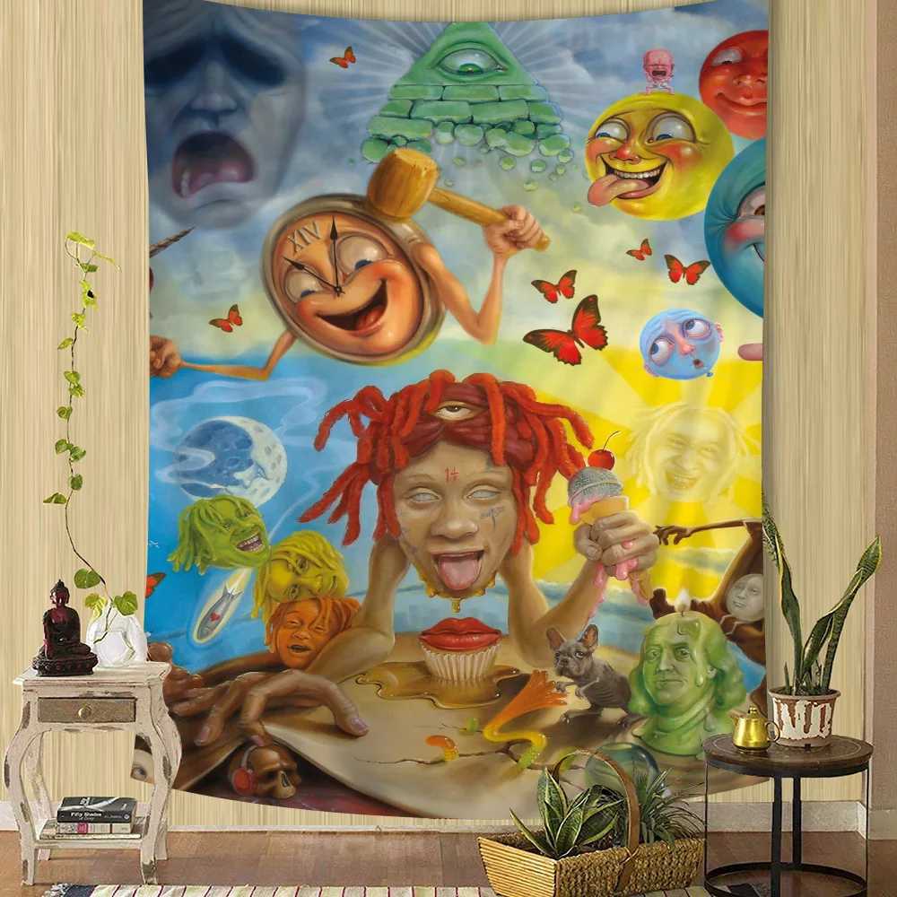 Rapper T-Trippie R-Redds Cartoon Tapestry Bohemian Wall Tapestries Mandala Wall Hanging SheetsM251125