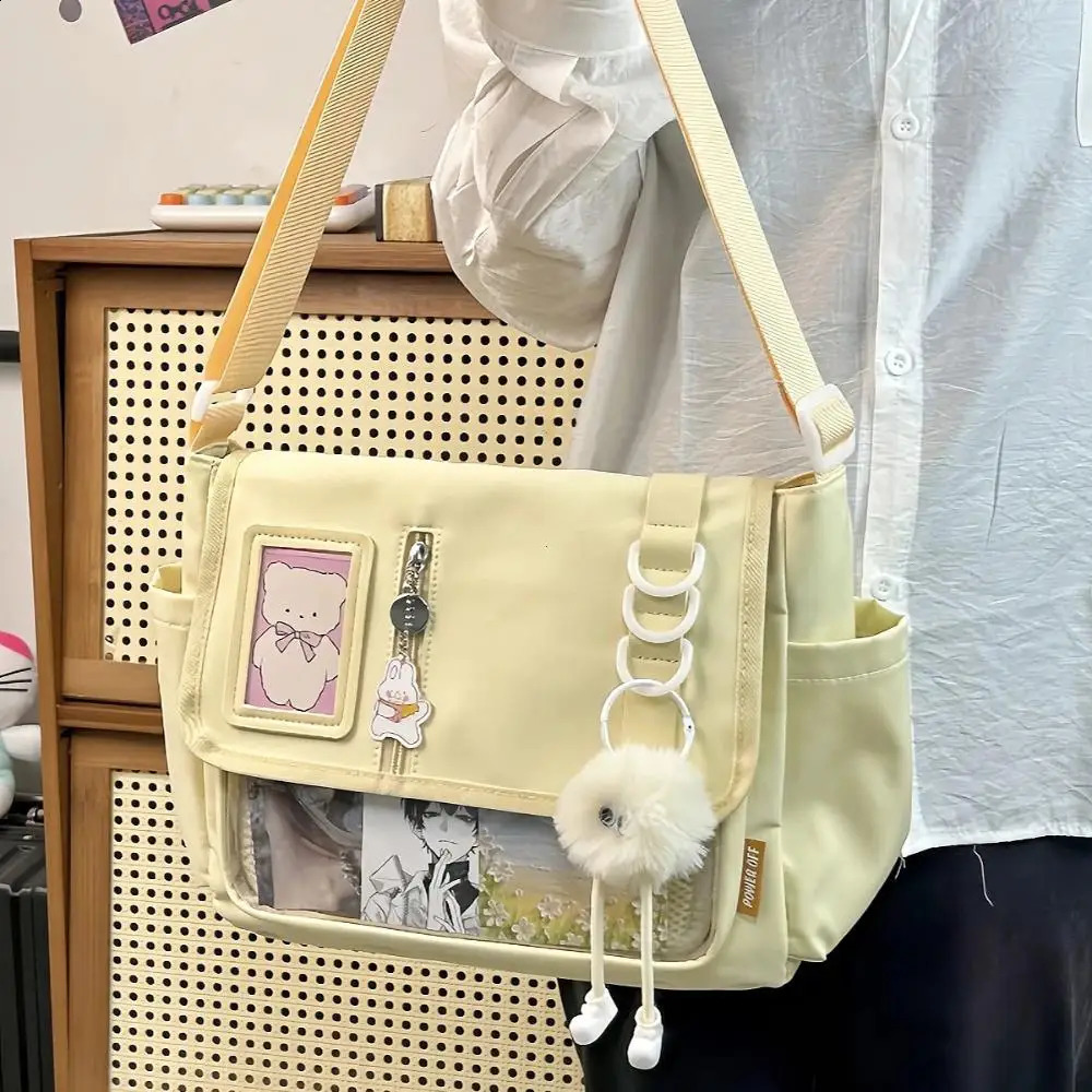 Y2K Japanese Harajuku School Bags for Teenage Girls 2024 Transparent Itabag Crossbody Bag DIY Badges Display Plate Ita Bag 250417