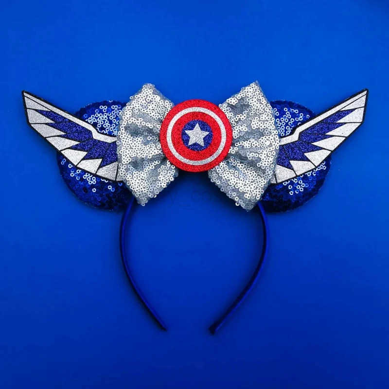 Disney Marvel Superhero Ears Spider Man Headband Women Avengers Headband Iron Man Captain Americas Shield Hair Accessories Girl X250425