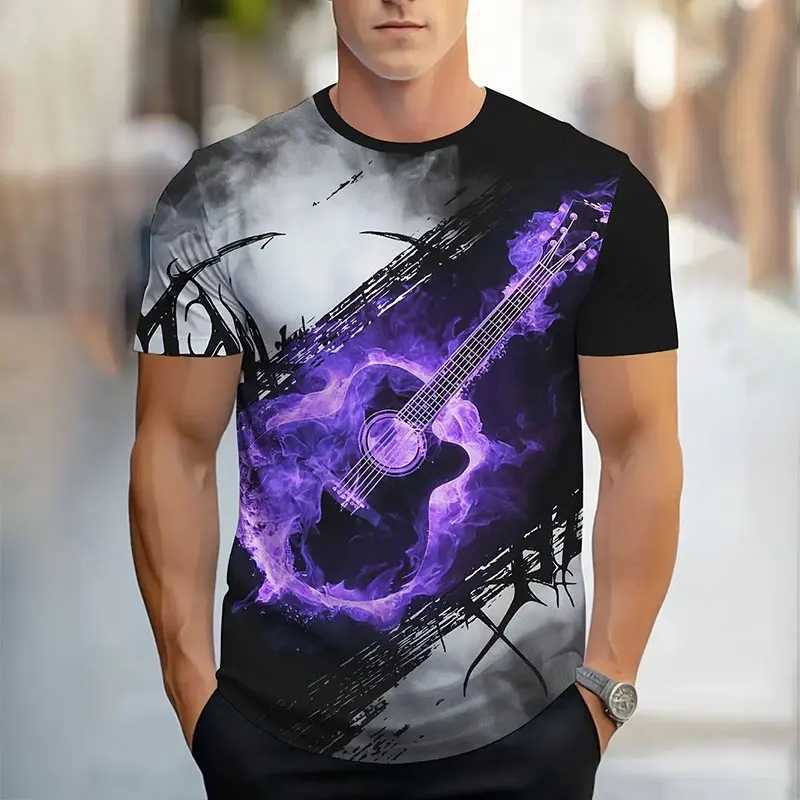 Summer new mens T-shirt fashion simple gradient printed short sleeved top mens breathable round neck short sleeved clothing W250425
