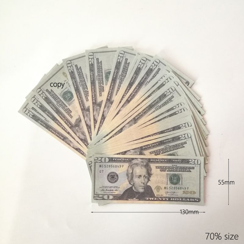 Fake Money Prop Money Toy Bar 1 5 10 20 50 100 Dollor Pound Movie Prop Money Currency Faux-billets Realistic Prop Copy Banknotes 100PCS/Pack 70% 130*55mm