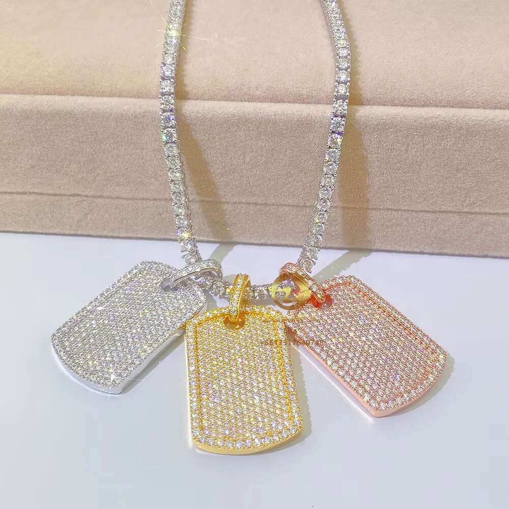Hot Sale Best Price Fully Iced Out Moissanite Diamond Dog Tag Sterling Silver 925 Pendant