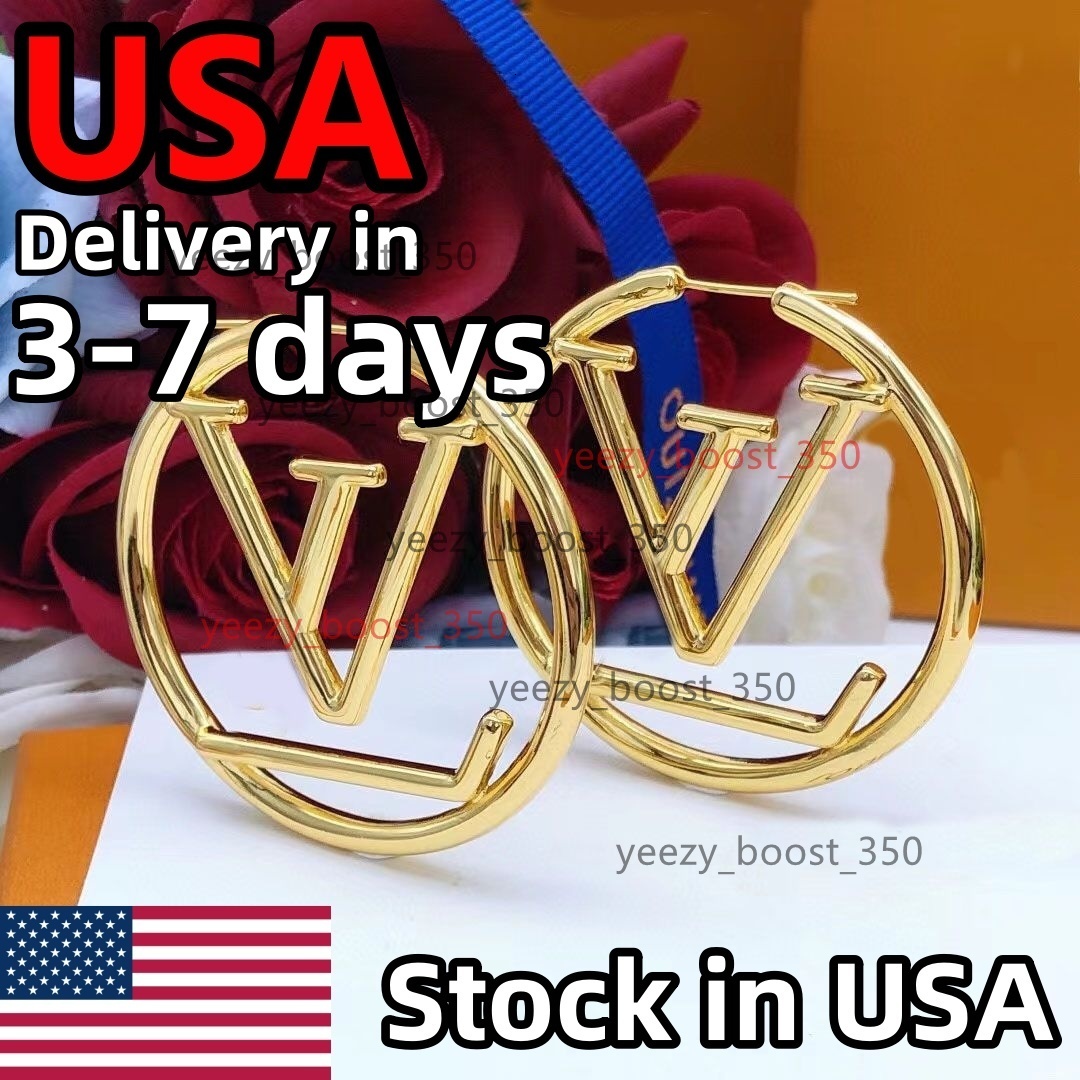 Luxury big gold hoop earrings lady women studs set Designer 18k gold Jewelry earring Valentines Day Gift louis vuittonly lvs lvt louisvuitton louievuitton lvearing
