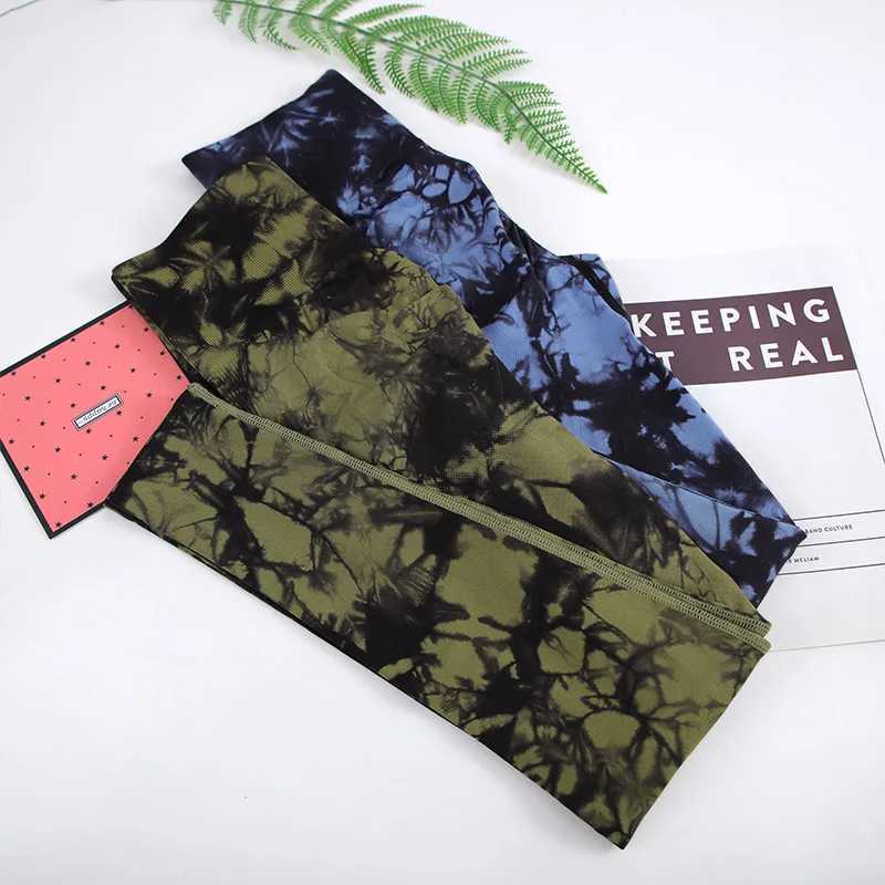 CHREISURE Tie Dye Yoga Pants Womens Seamless Sports Tight Waist Hip Lifting Training Tight Elastic Gym Activity ClothingC250425