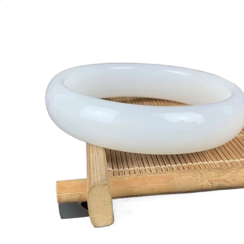 Sheep Fat Grade White Jade Bracelet with Widened Female Jade Bracelet 250424
