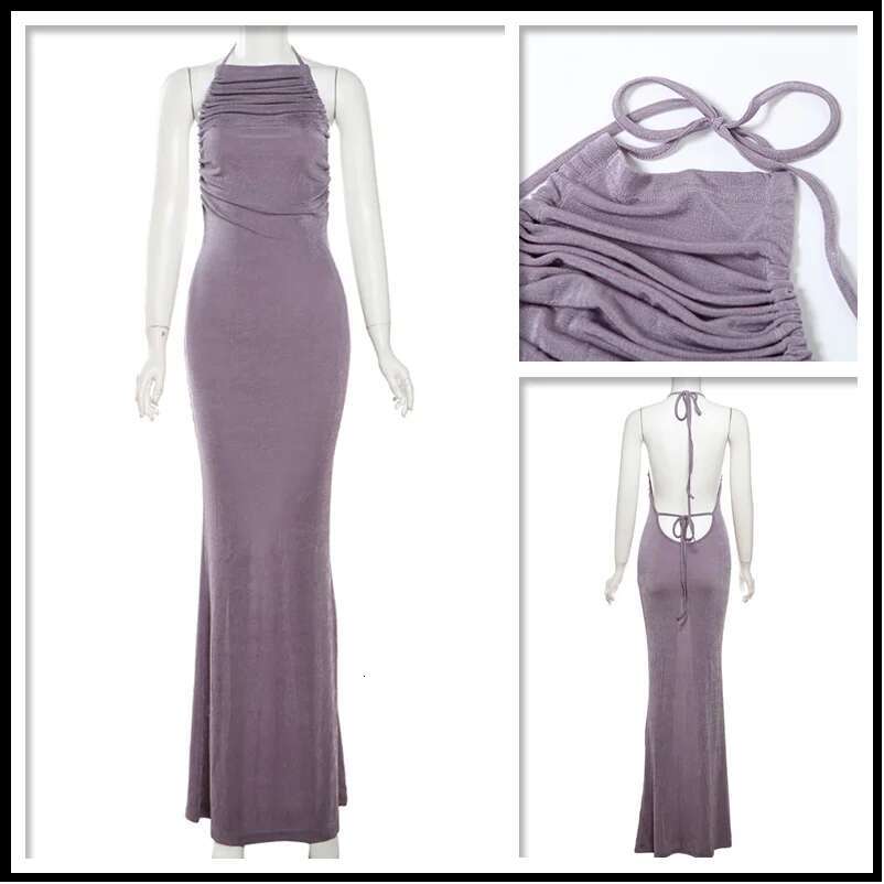 Dongdumaoyi Townlike Elegant Off Shoulder Maxi Long Dress Women Halter Spring Summer Slim Bodycon Backless Sexy Party Dresses