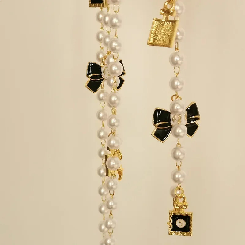 Black White Bow Pearl Glasses Chains Sunglasses Accessory for Women Lanyards Accessories 250424
