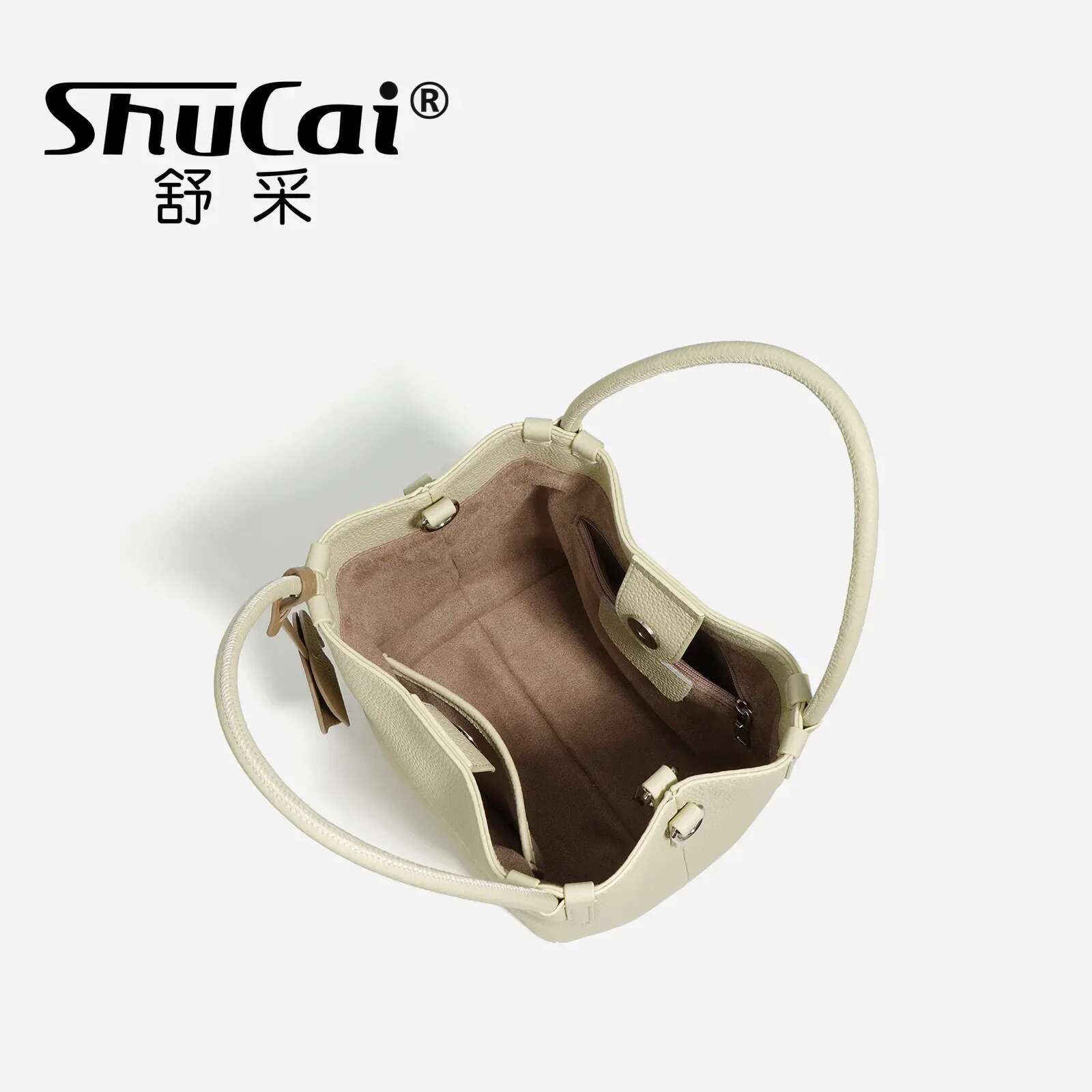Cowhide Vegetable Small Basket Designer Genuine Leather Cell Phone Crossbody Commuter Shoulder Bucket Bag Female